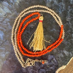 Orange Tassel Necklace